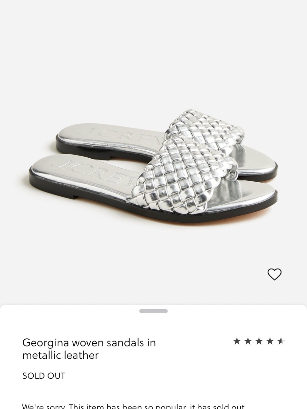 J. Crew Georgina Woven Slide Sandals - Metallic Silver